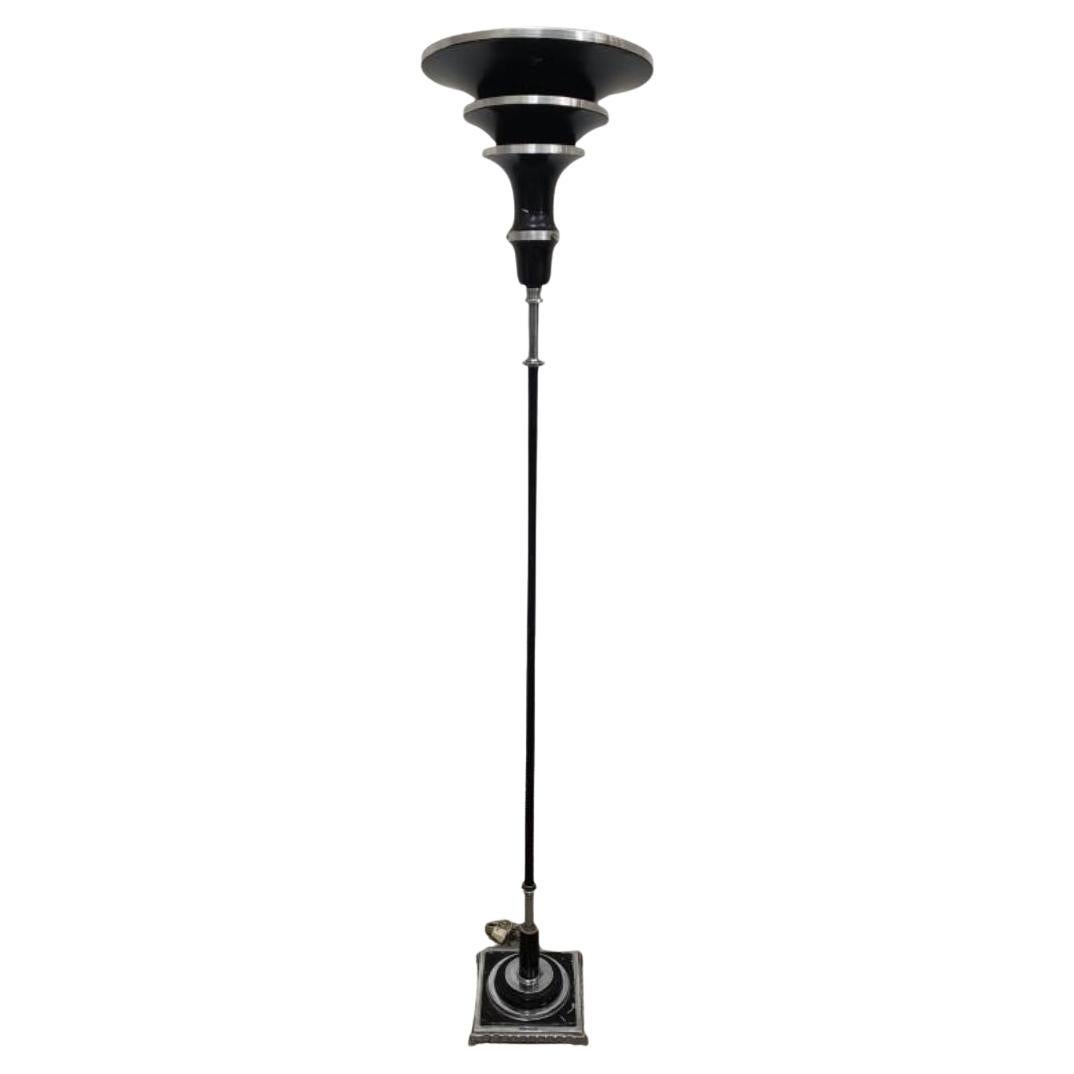 Americano Rara lampada da terra RMC Model 795 Art Deco Machin in smalto nero in vendita