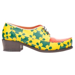 rare ROBERT CLERGERIE LOUISE GRAY Sirenlg yellow green graphic brogue EU37