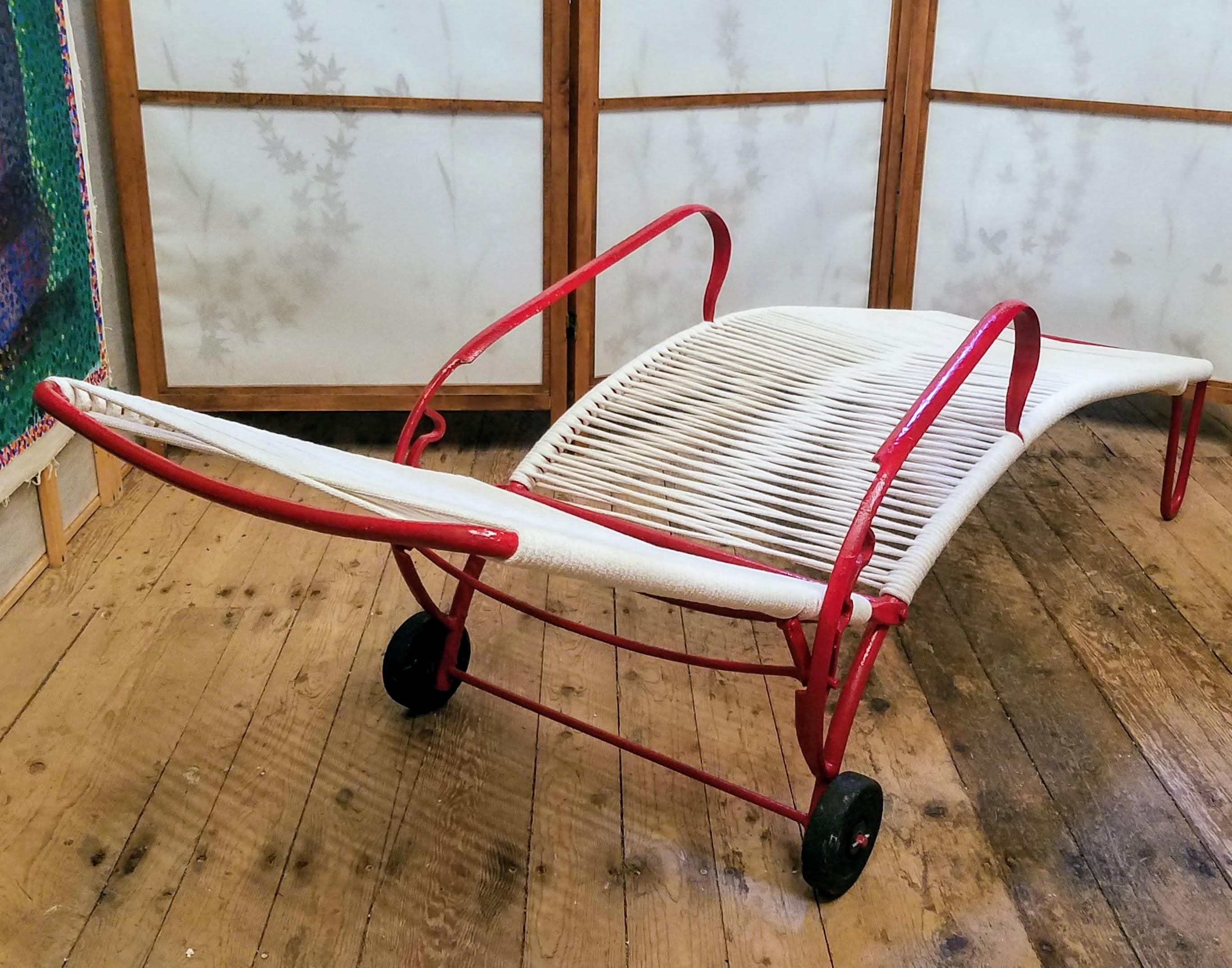 Cord Rare Robert Lewis Adjustable Chaise Studio Crafted Santa Barbara, CA. 1940s For Sale