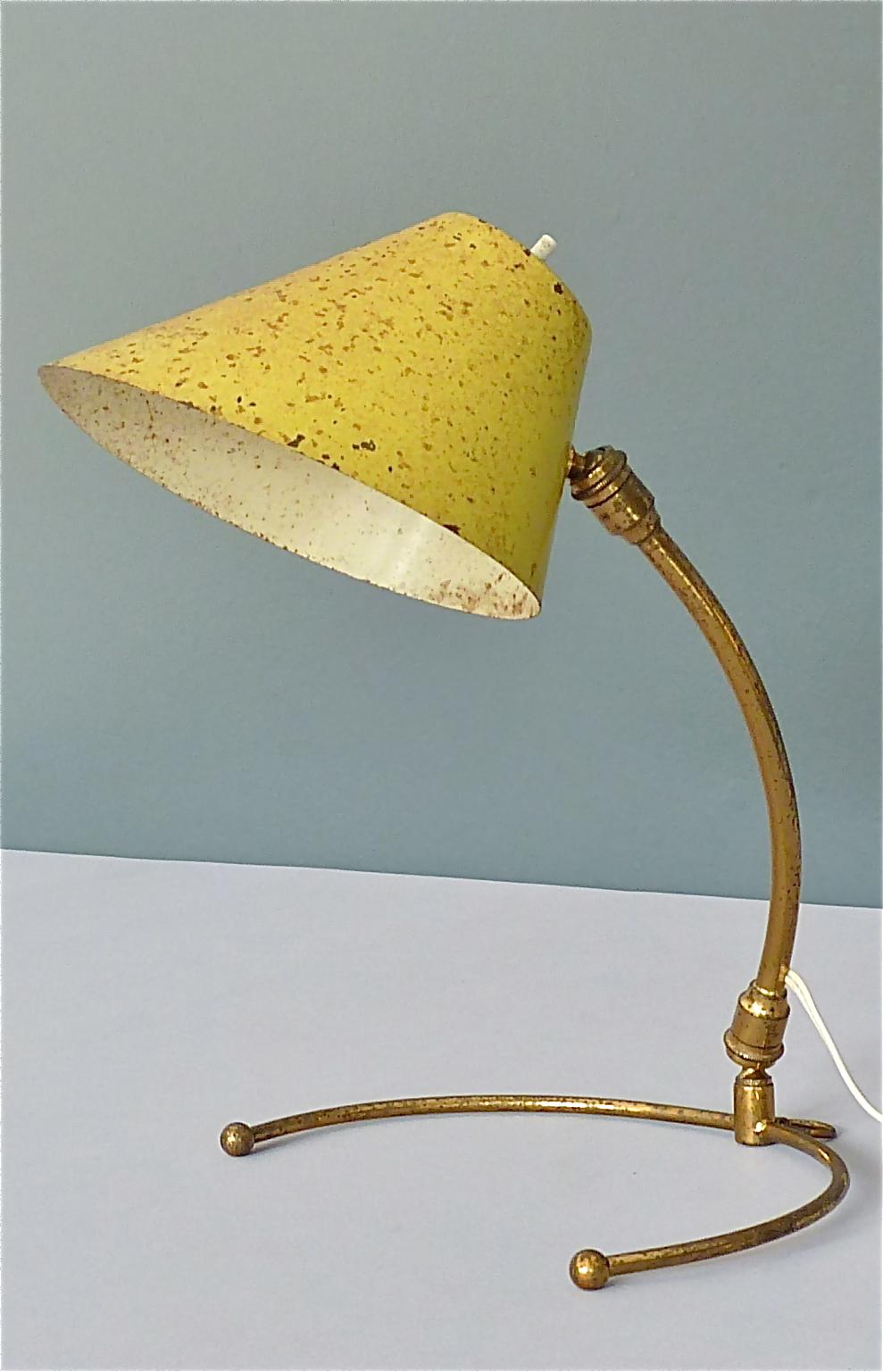 Rare Robert Mathieu Pierre Guariche French Table Wall Lamp Brass Yellow, 1950s For Sale 6