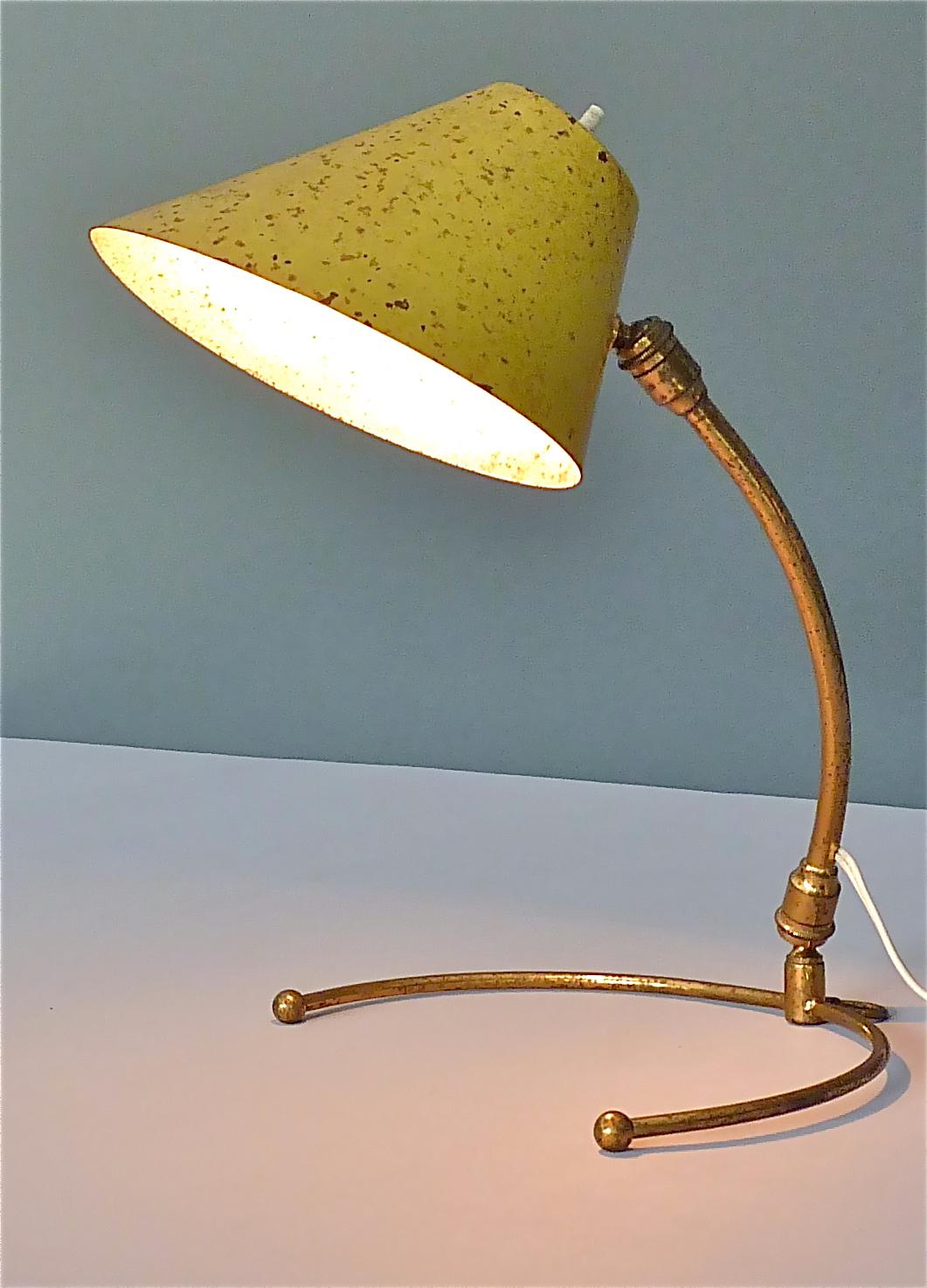 Rare Robert Mathieu Pierre Guariche French Table Wall Lamp Brass Yellow, 1950s For Sale 8