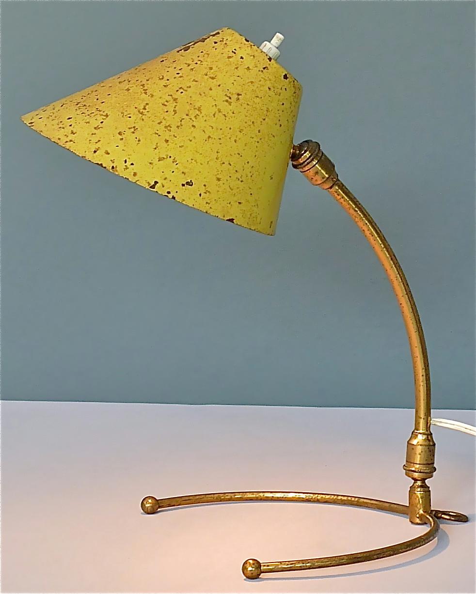 Rare Robert Mathieu Pierre Guariche French Table Wall Lamp Brass Yellow, 1950s For Sale 9