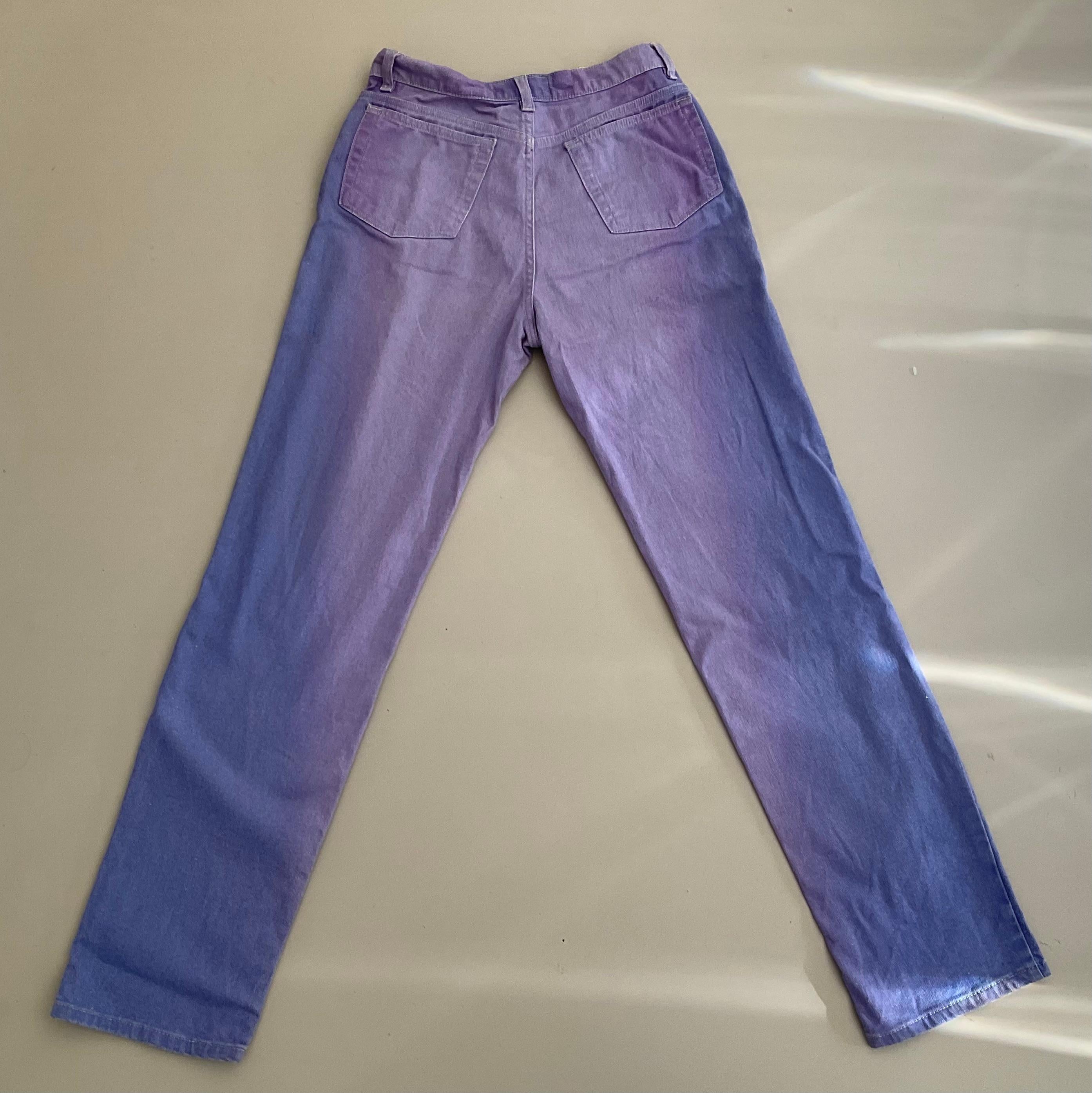 Raro Roberto Cavalli 90s Púrpura Stretch Jeans Pantalones Vintage Gris en venta