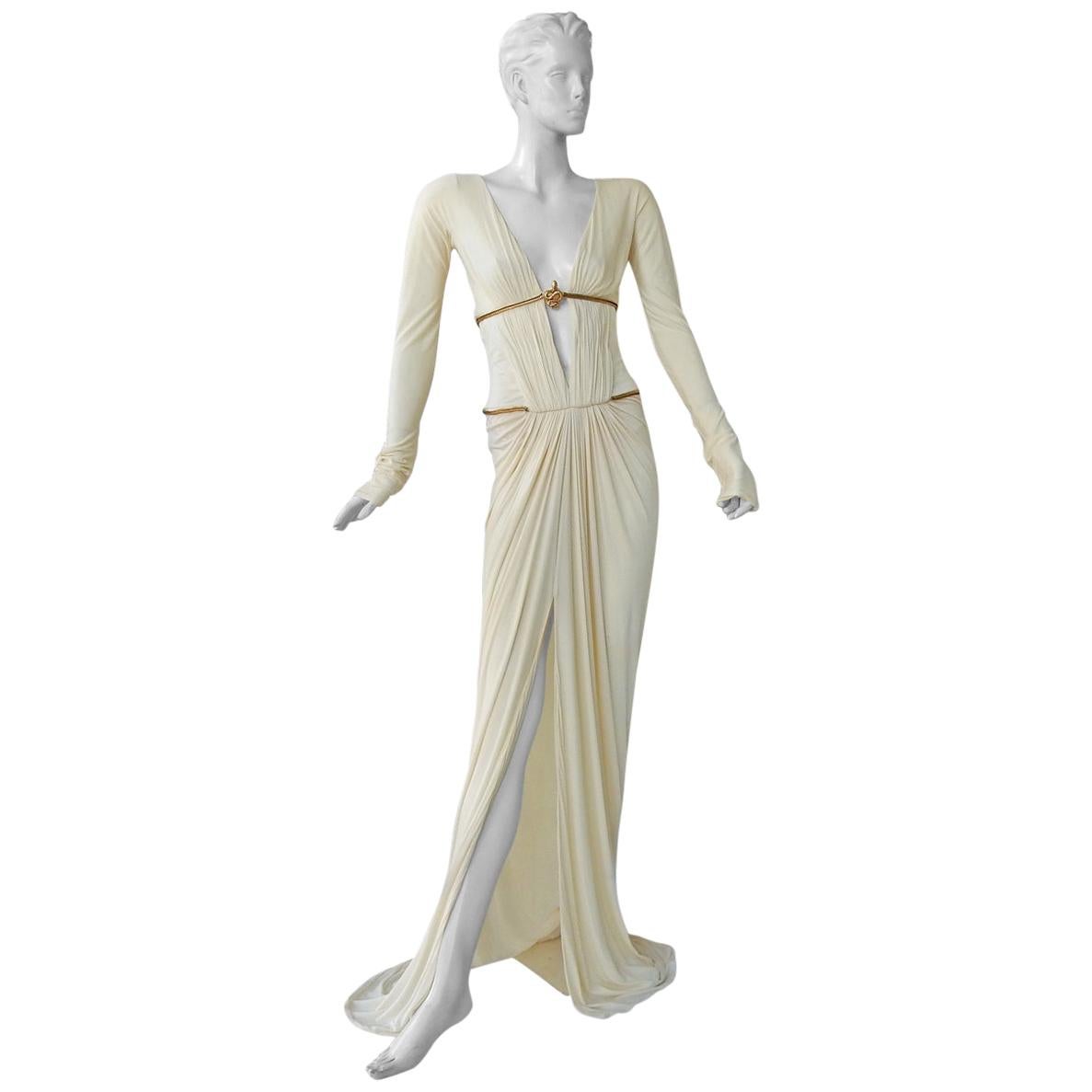 Rare Roberto Cavalli Runway Grecian Serpent Silk Dress Gown For Sale