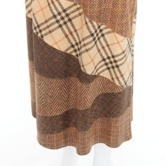rare ROBERTO CAVALLI Vintage mixed fabric print leather patchwork midi skirt XS