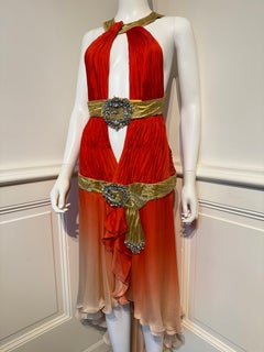 Rare Roberto Cavalli vintage SS 2006 Runway iconic silk backless dress beaded
