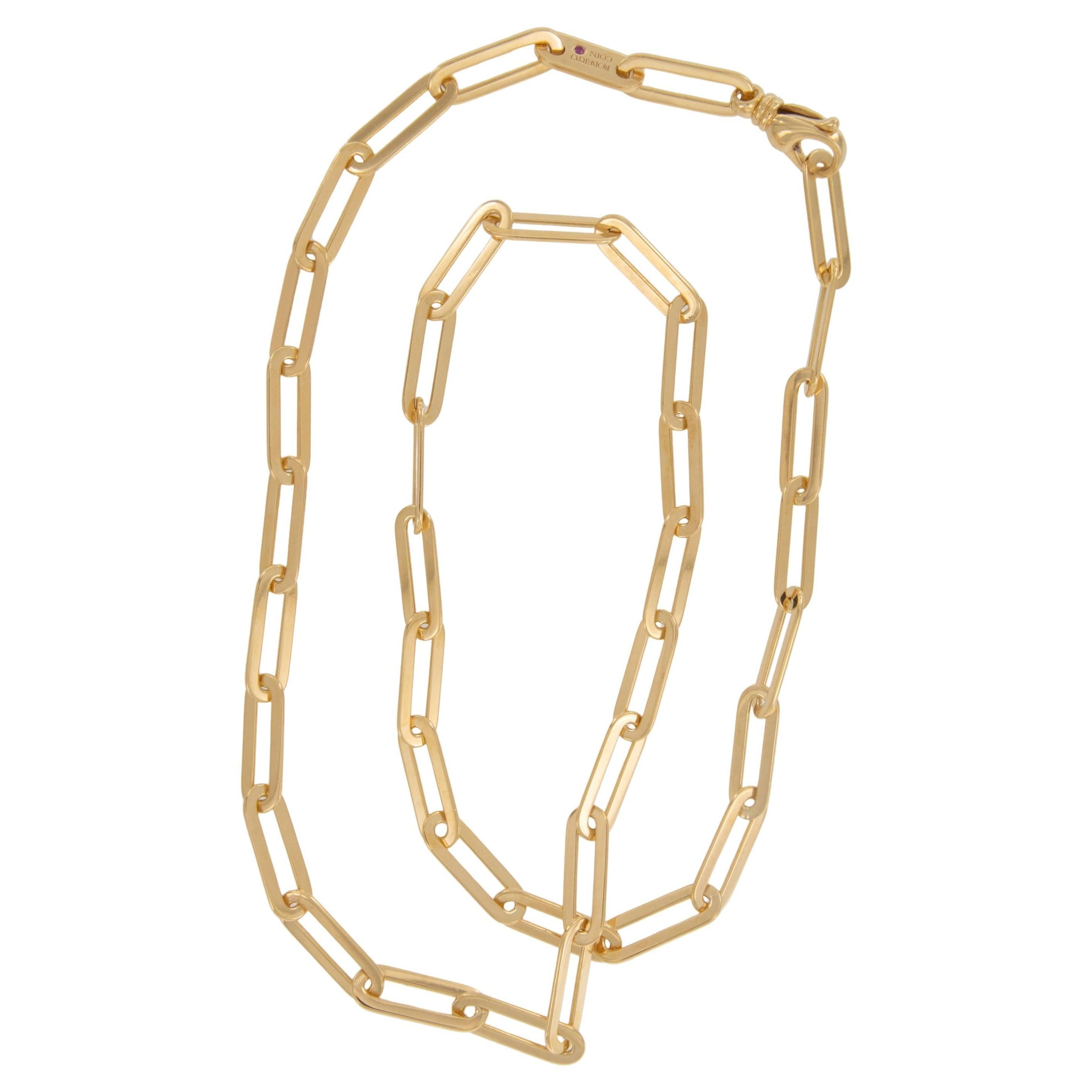 Raro- Roberto Coin Collar de cadena pesada de clip de oro amarillo de 18 quilates y 24" de largo en venta