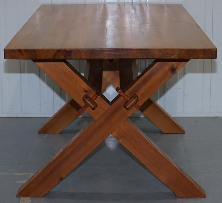 Rare Robin Nance of St Lues Solid Pine XFramed Dining Table and 6