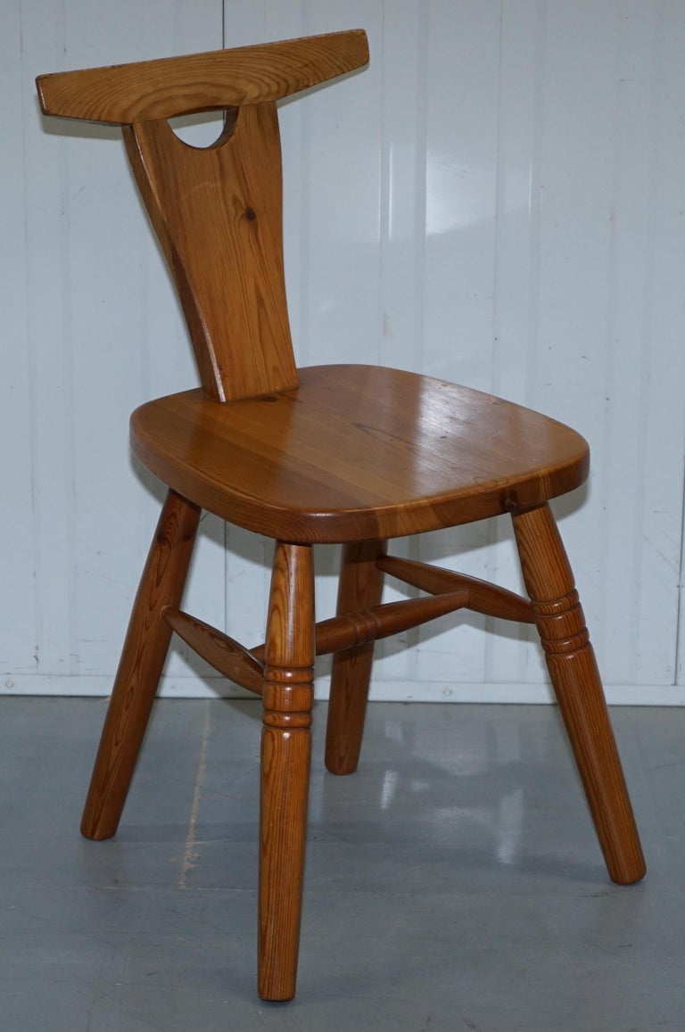 Rare Robin Nance of St Lues Solid Pine XFramed Dining Table and 6