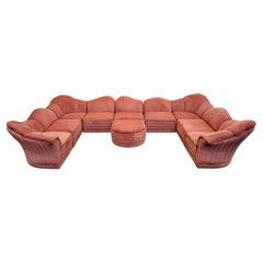 Elemento Raro Roche Bobois " Vagues " Sofá de tela acanalada Coral