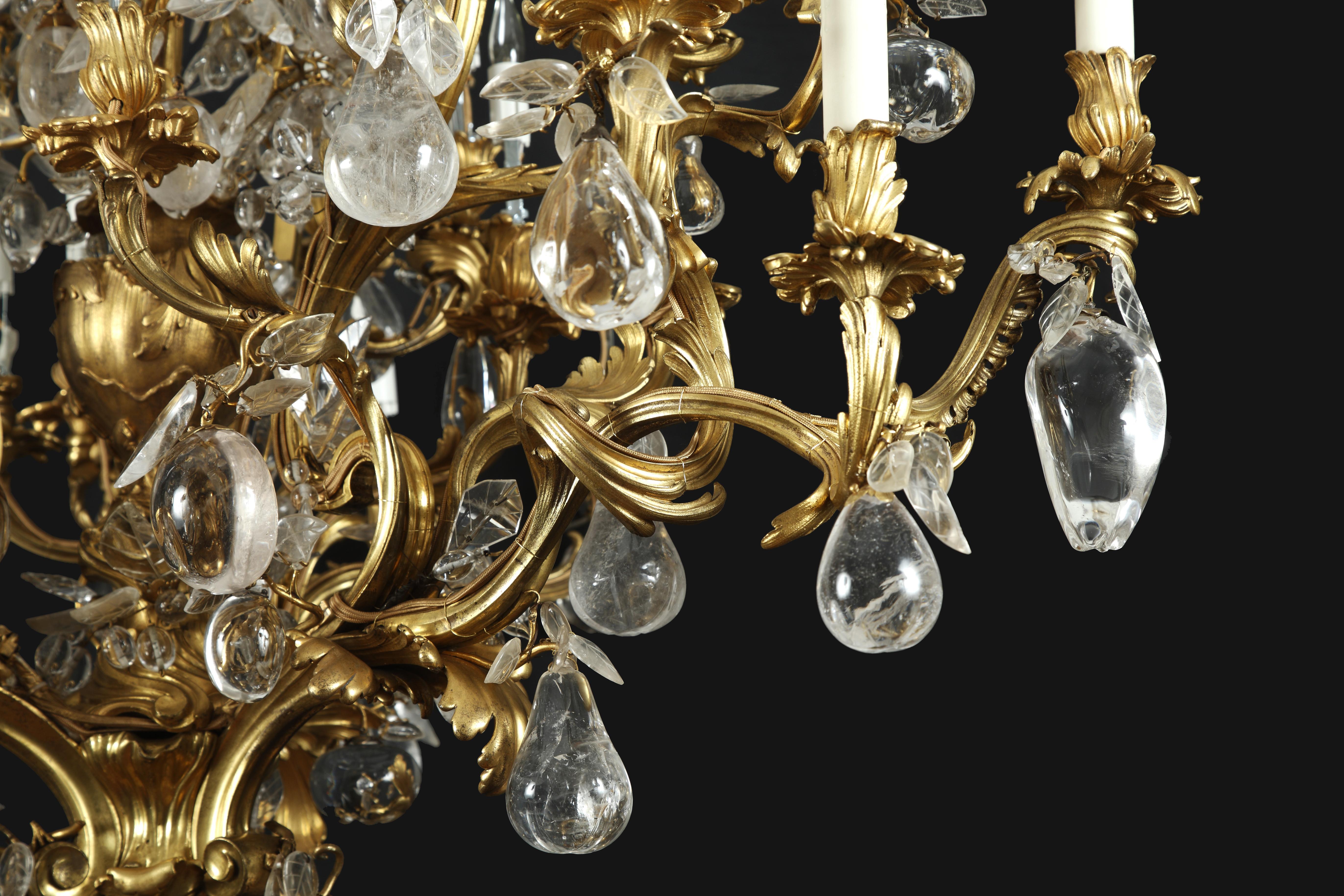 Rare Rock Crystal Chandelier Attributed to L. Messagé, France, circa 1890 In Good Condition For Sale In PARIS, FR