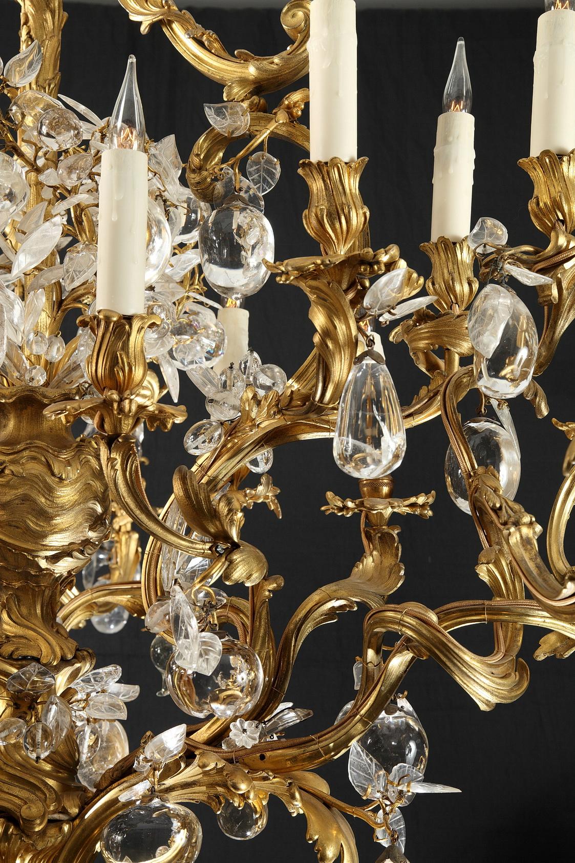 Rare Rock Crystal Chandelier Attributed to L. Messagé, France, circa 1890 For Sale 2