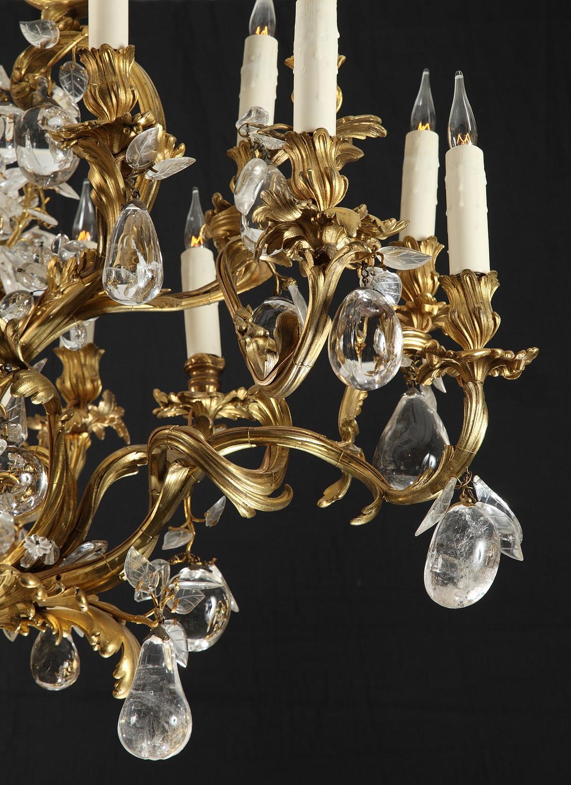 Rare Rock Crystal Chandelier Attributed to L. Messagé, France, circa 1890 For Sale 1