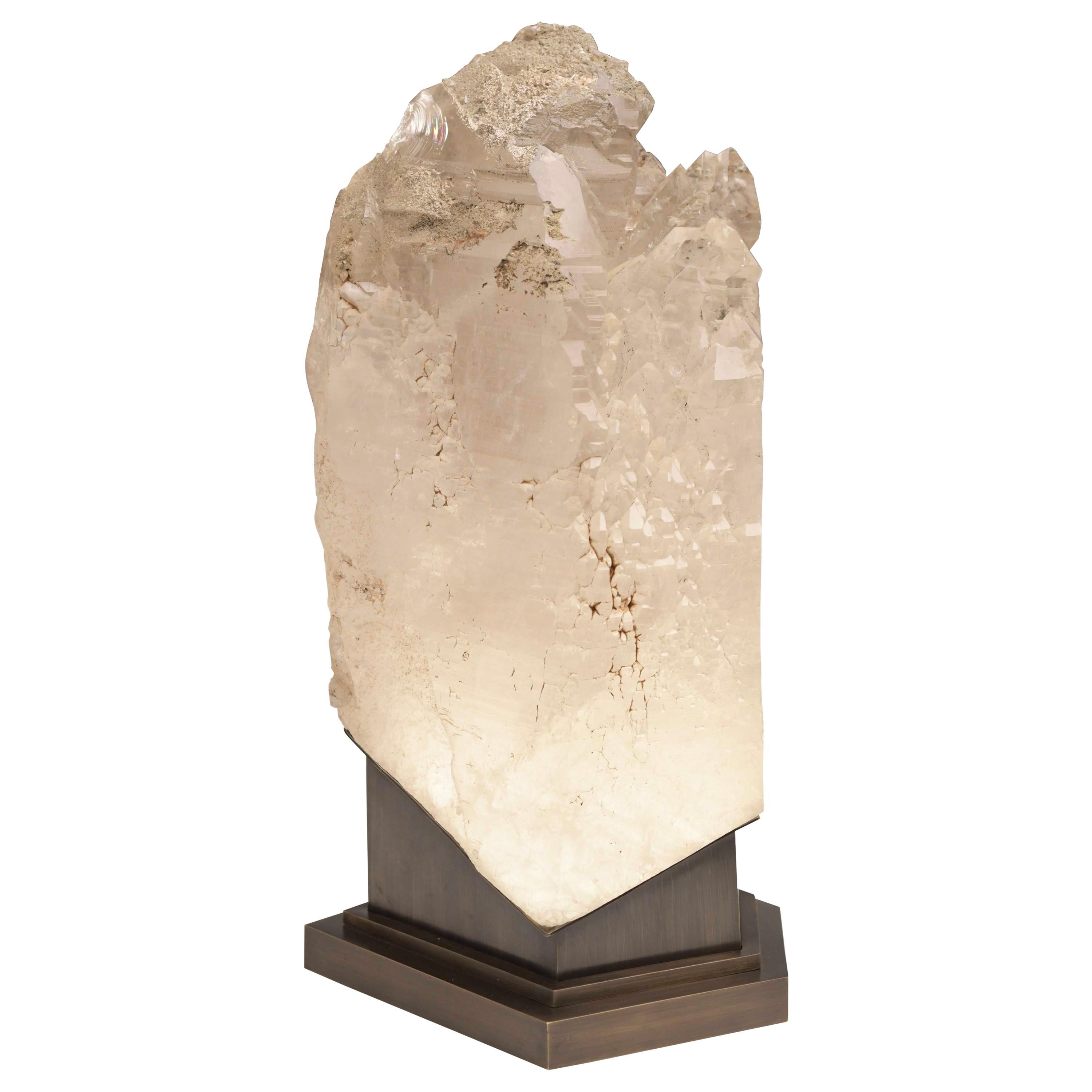 Rare Rock Crystal Sculpture Light by Phoenix For Sale