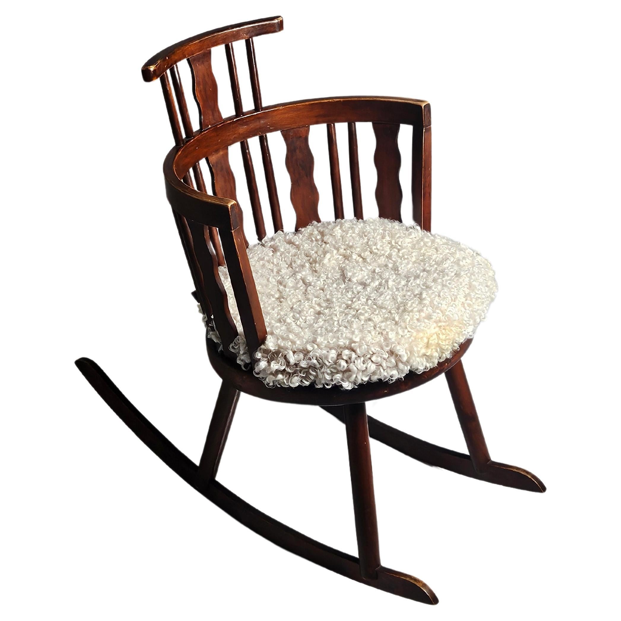 Rare rocking chair by Steneby hemslöjd, Sweden, 1930s For Sale