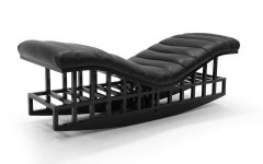 Rocking Chaise by Richard Meier for Knoll, 1982. Black Leather. Rare. Signed.