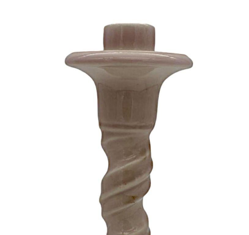 Rare Rockwood Pottery Candlestick holders Light Pink Dolphin 1919 In Excellent Condition For Sale In Van Nuys, CA
