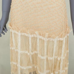 Robe midi RODARTE 2017 rare, couleur crème-beige, à encolure dos nu et empiècement à volants en dentelle, taille US2 XS
