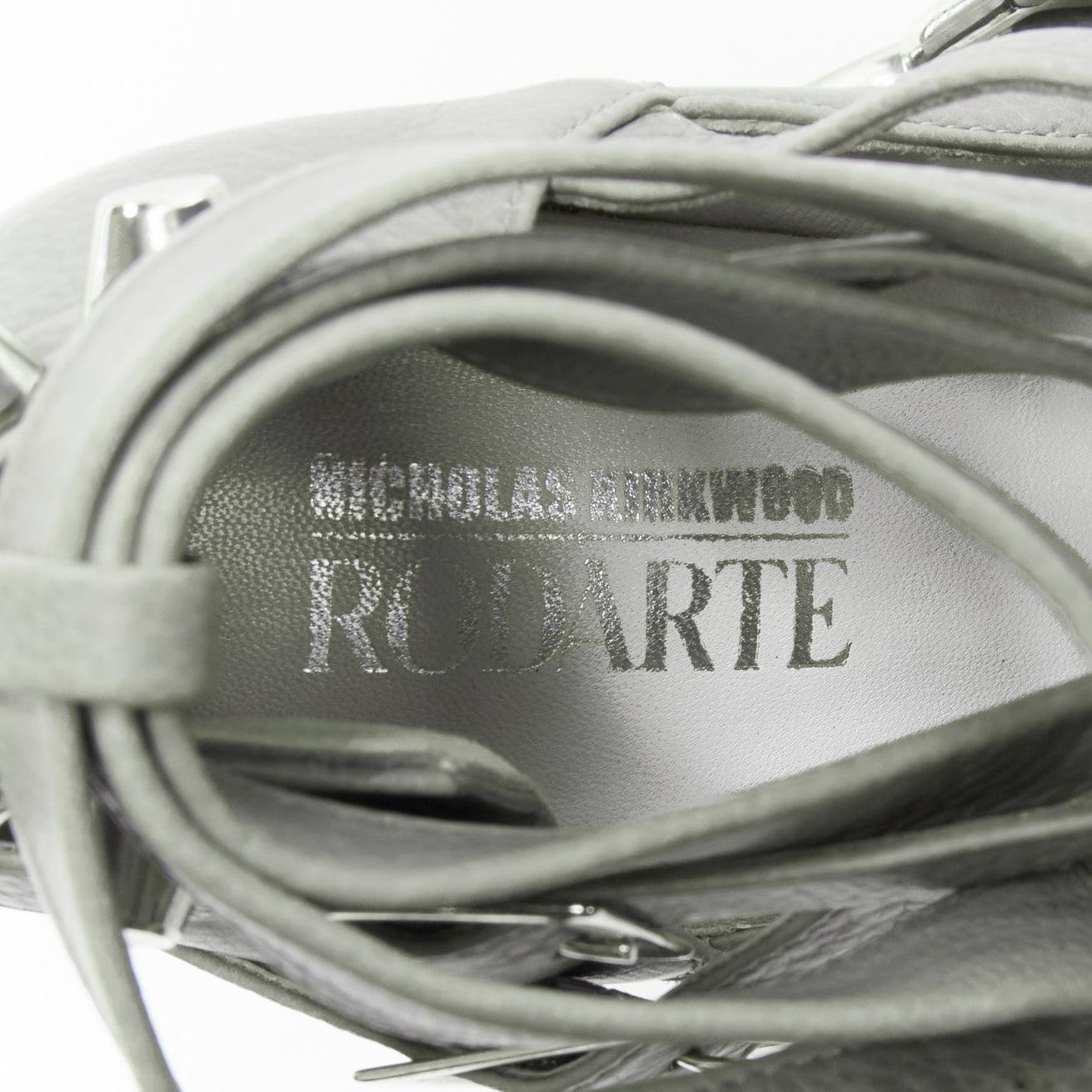 rare RODARTE Nicholas Kirkwood Runway grey bondage buckle heels EU38 6