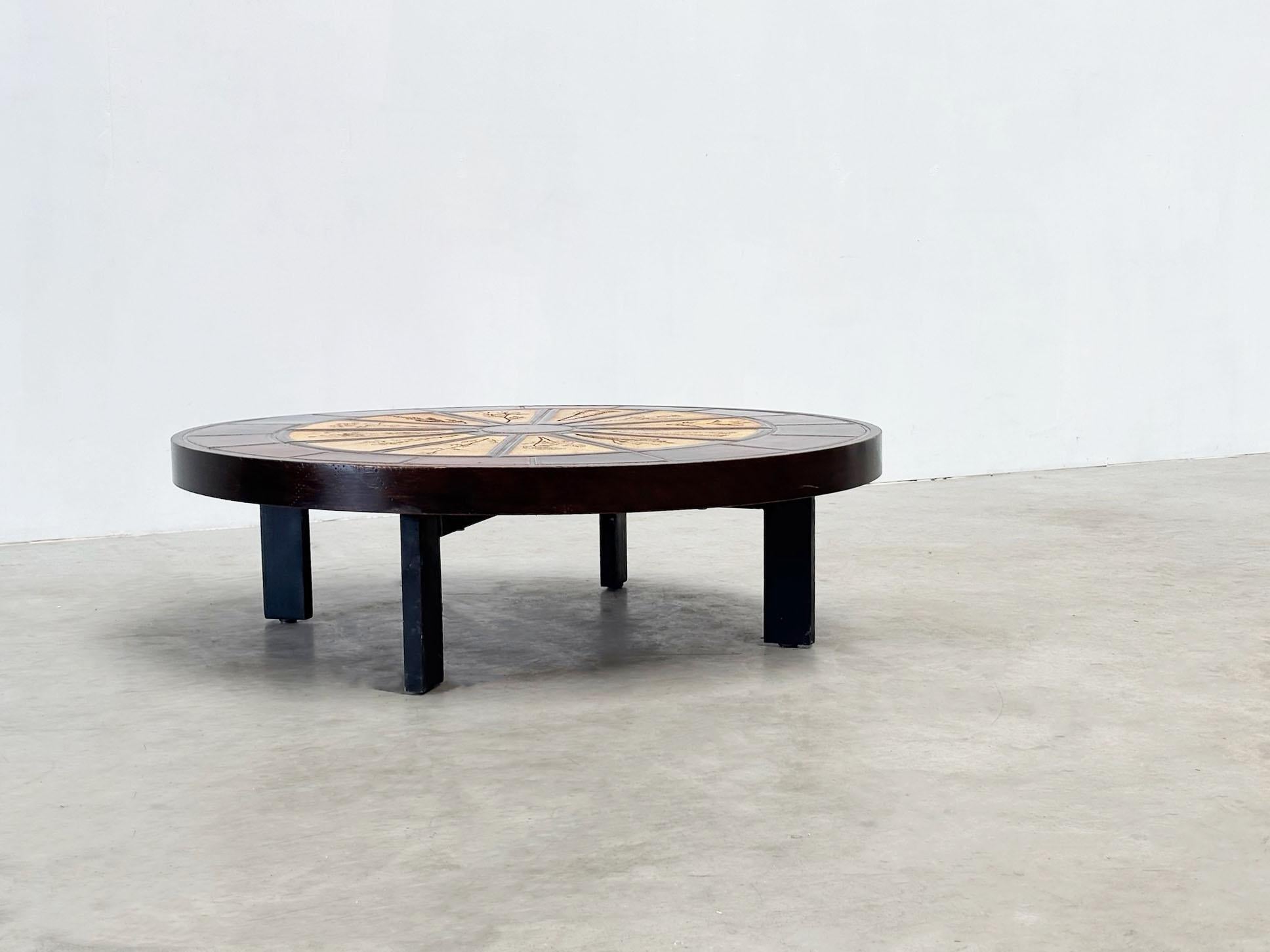 Céramique Rare table basse en céramique Roger Capron en vente