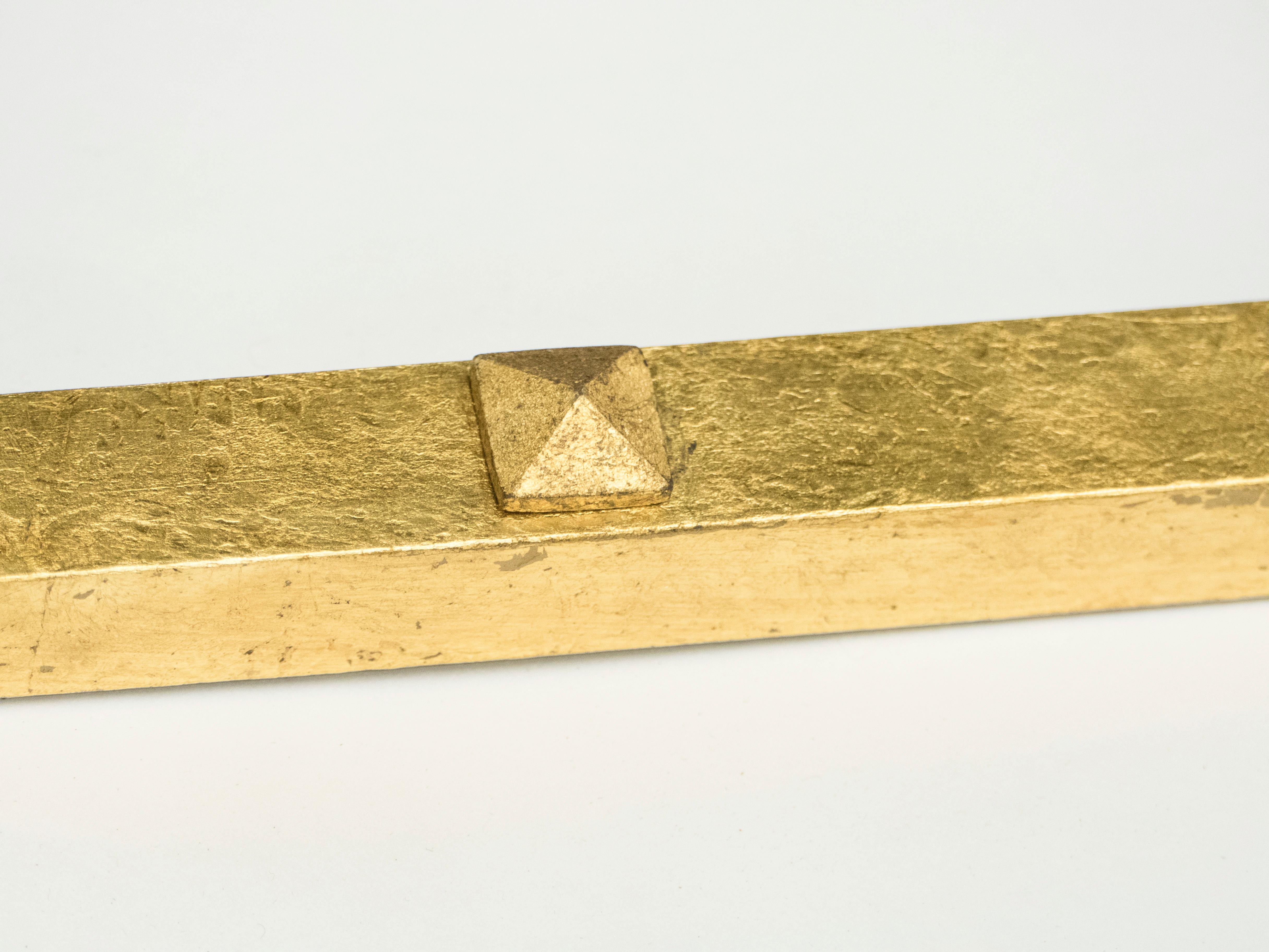 Rare table console Roger Thibier en fer forgé doré à feuilles d'or avec miroir, années 1960 en vente 7