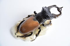 Rare Stag Beetle Porcelain Statue by Royal Dux, 1960's.