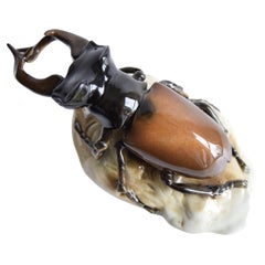 Rare Stag Beetle Porcelain Statue by Royal Dux, 1960's.
