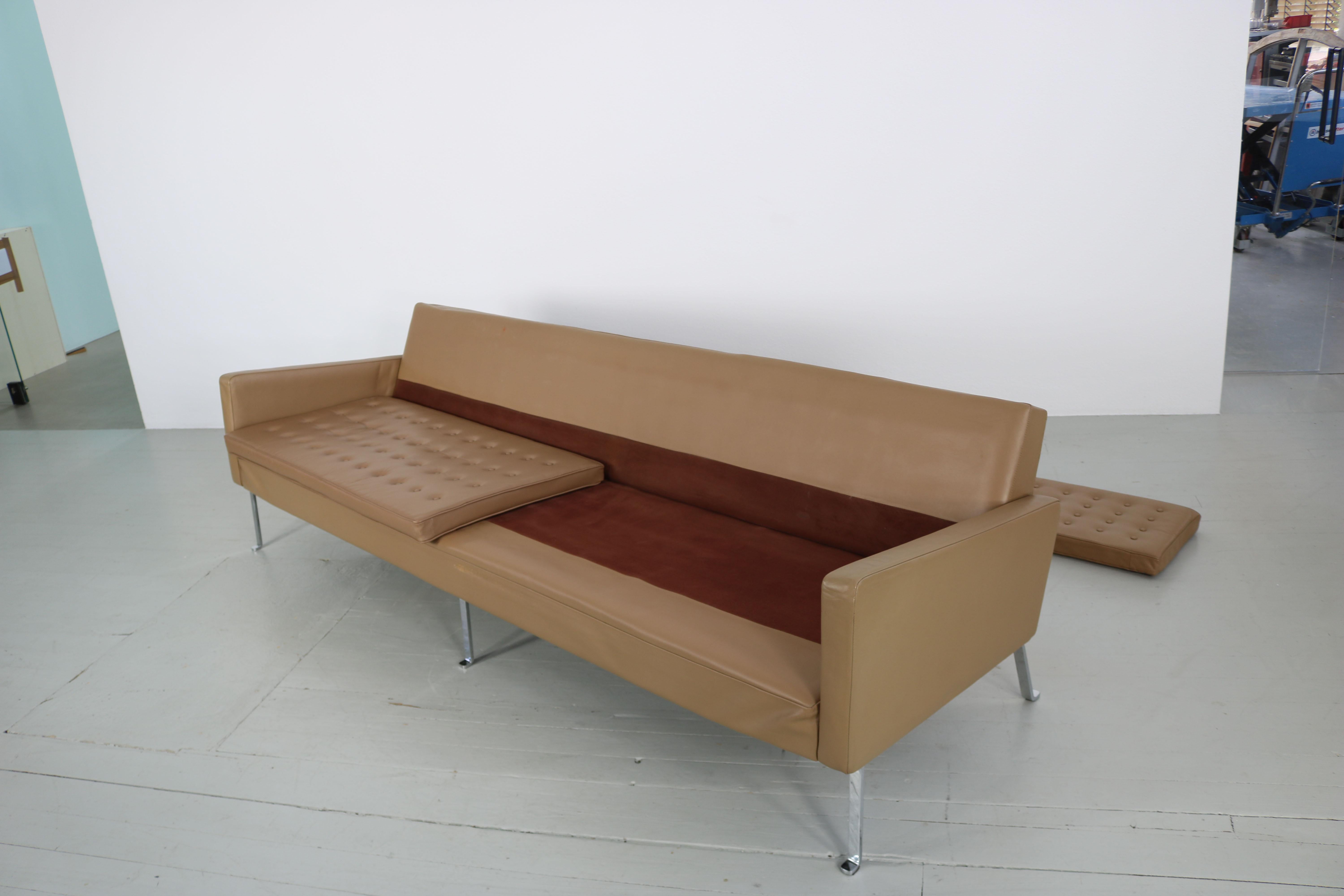 Seltenes Roland Rainer Leder-Chrom-Sofaset, Wilkhahn, Deutschland, 1950er Jahre im Angebot 12