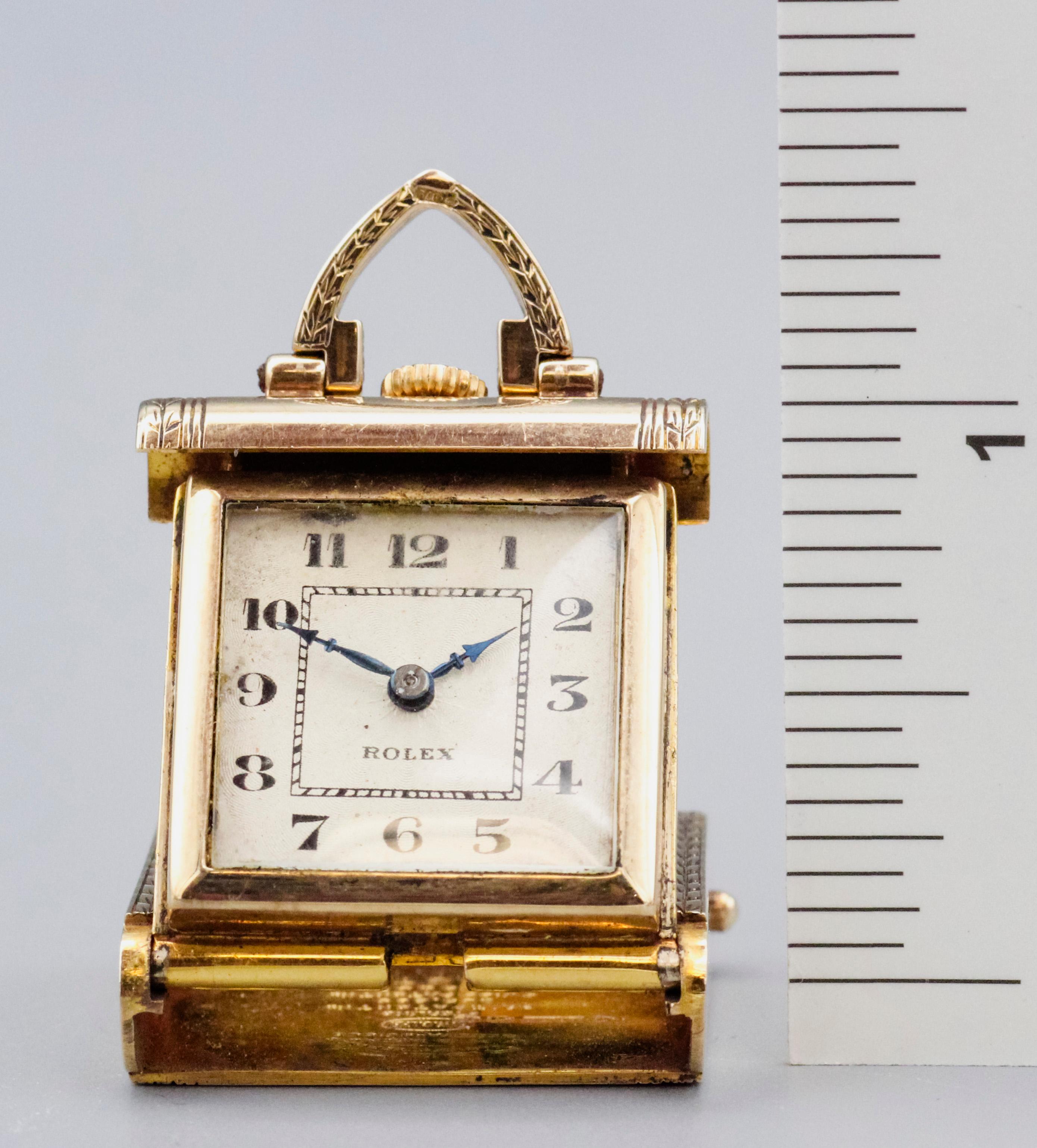 Rare Rolex 9k Gold Travel Clock c. 1940s For Sale 9