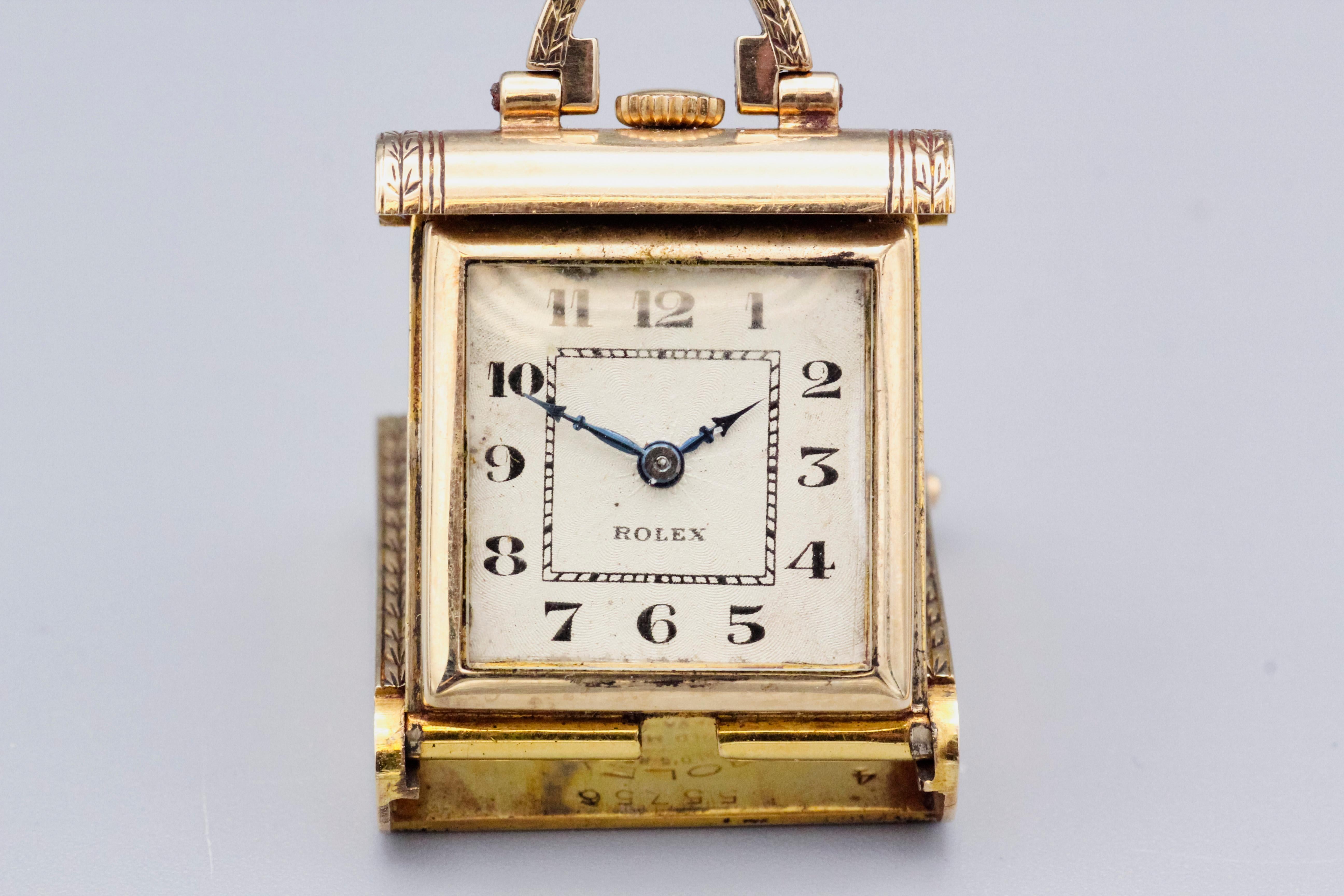 Rolex, horloge de voyage rare en or 9 carats, c. 1940 Bon état - En vente à New York, NY