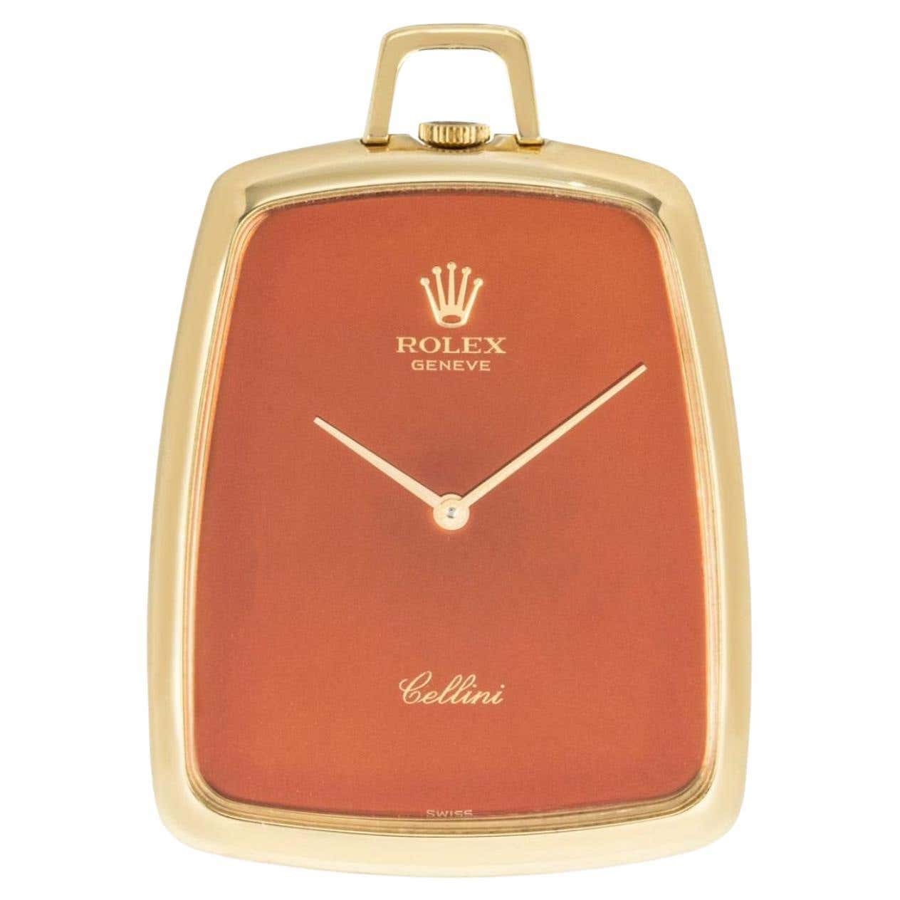 Coloured Dial Rare Rolex Cellini Coral Coloured Dial Yellow Gold Dress Pocket Watch ...