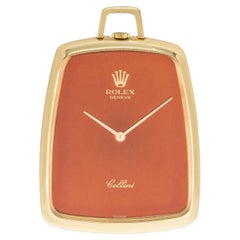 Rare Rolex Cellini Coral Coloured Dial Yellow Gold Dress Pocket Watch C1970
