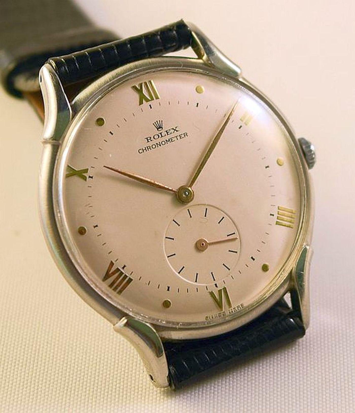 Rare boîtier chronomètre Rolex en acier avec attrayants sacs à main inhabituels Réf. 4498 en vente 1