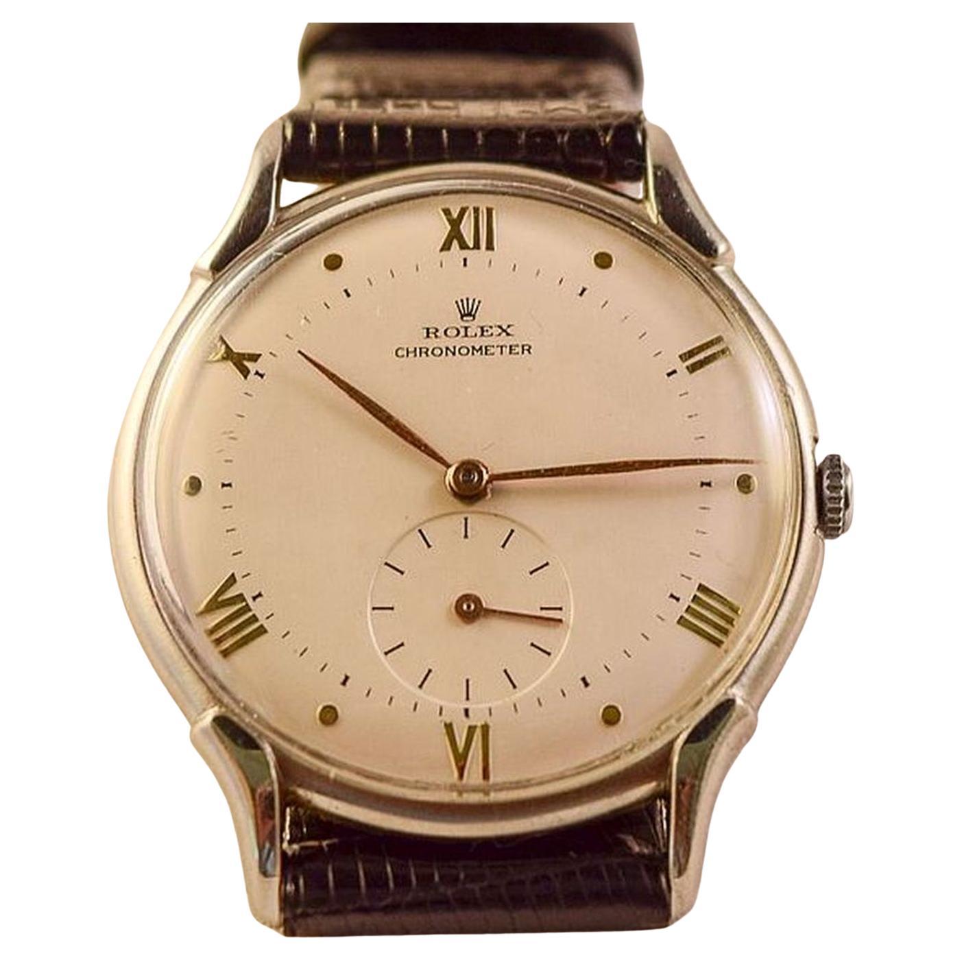 Rare boîtier chronomètre Rolex en acier avec attrayants sacs à main  inhabituels Réf. 4498 En vente sur 1stDibs