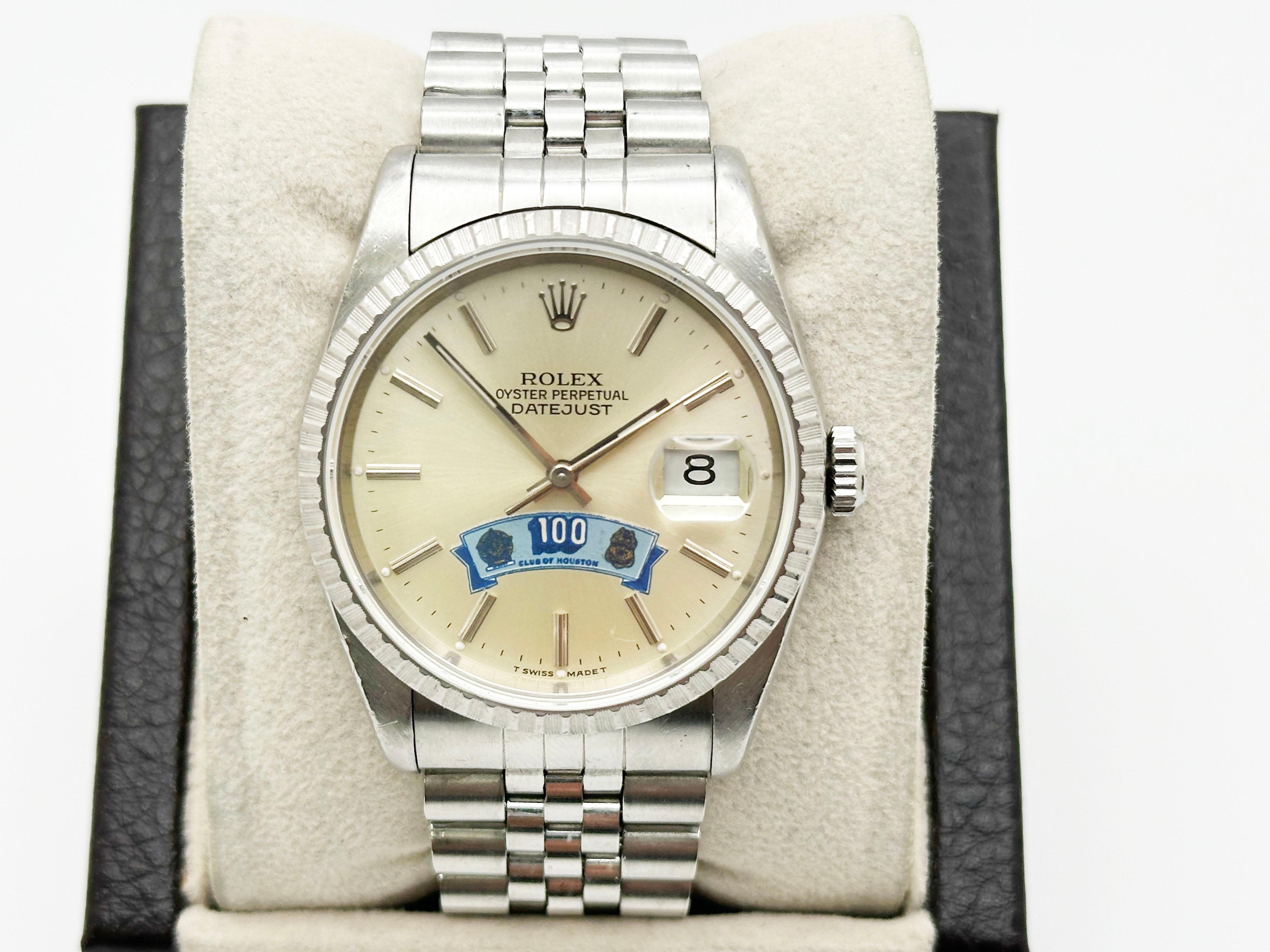 100 CLUB - This watch came from Rolex with the logo of the 100 CLUB on it- a Houston based organization that supports police officers and firefighters who have fallen in the line of duty. This piece is extremely limited and was never available to