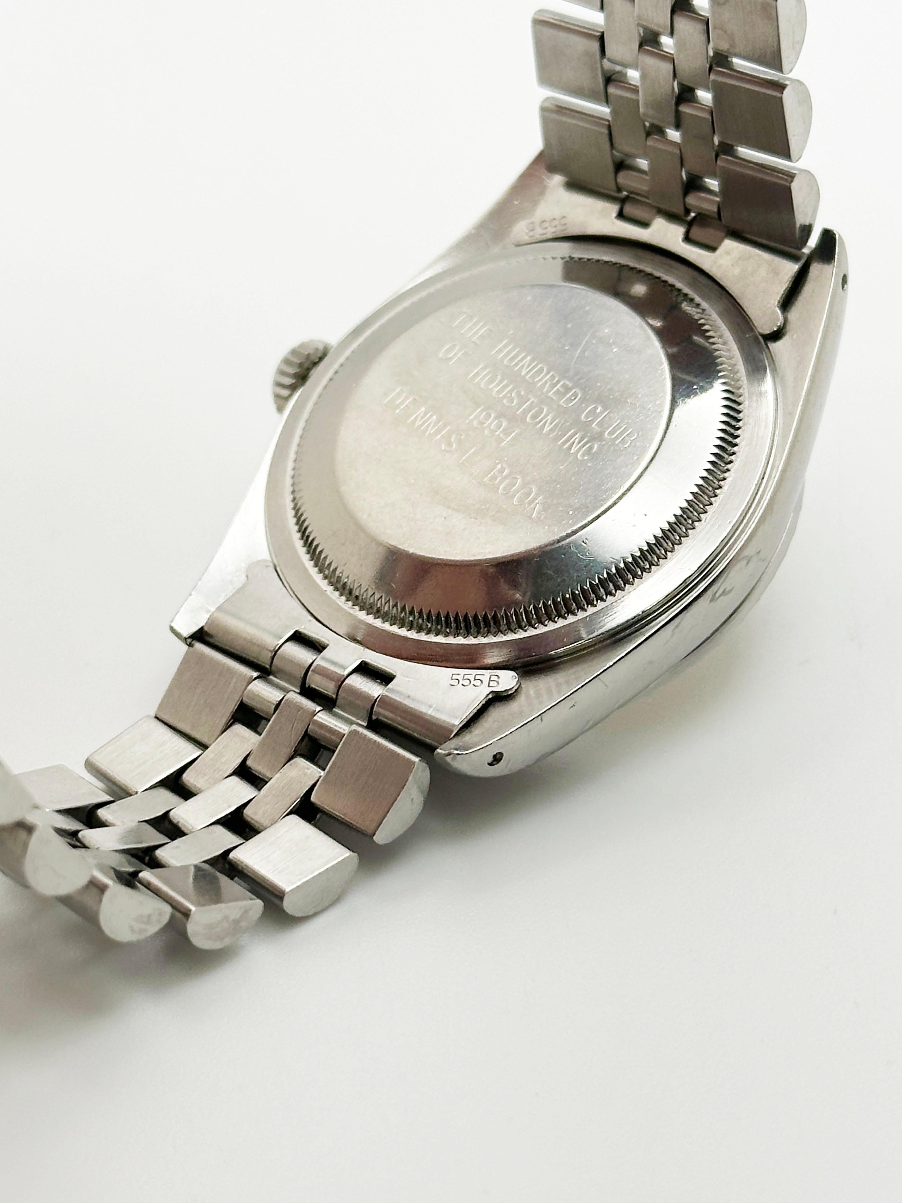 RARE Rolex Datejust 16220 100 CLUB OF HOUSTON Dial 36mm Stainless Steel For Sale 2