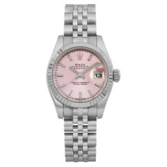 Raro Rolex Datejust 26mm 18K Oro Blanco Acero Esfera Rosa Reloj de Señora 179174
