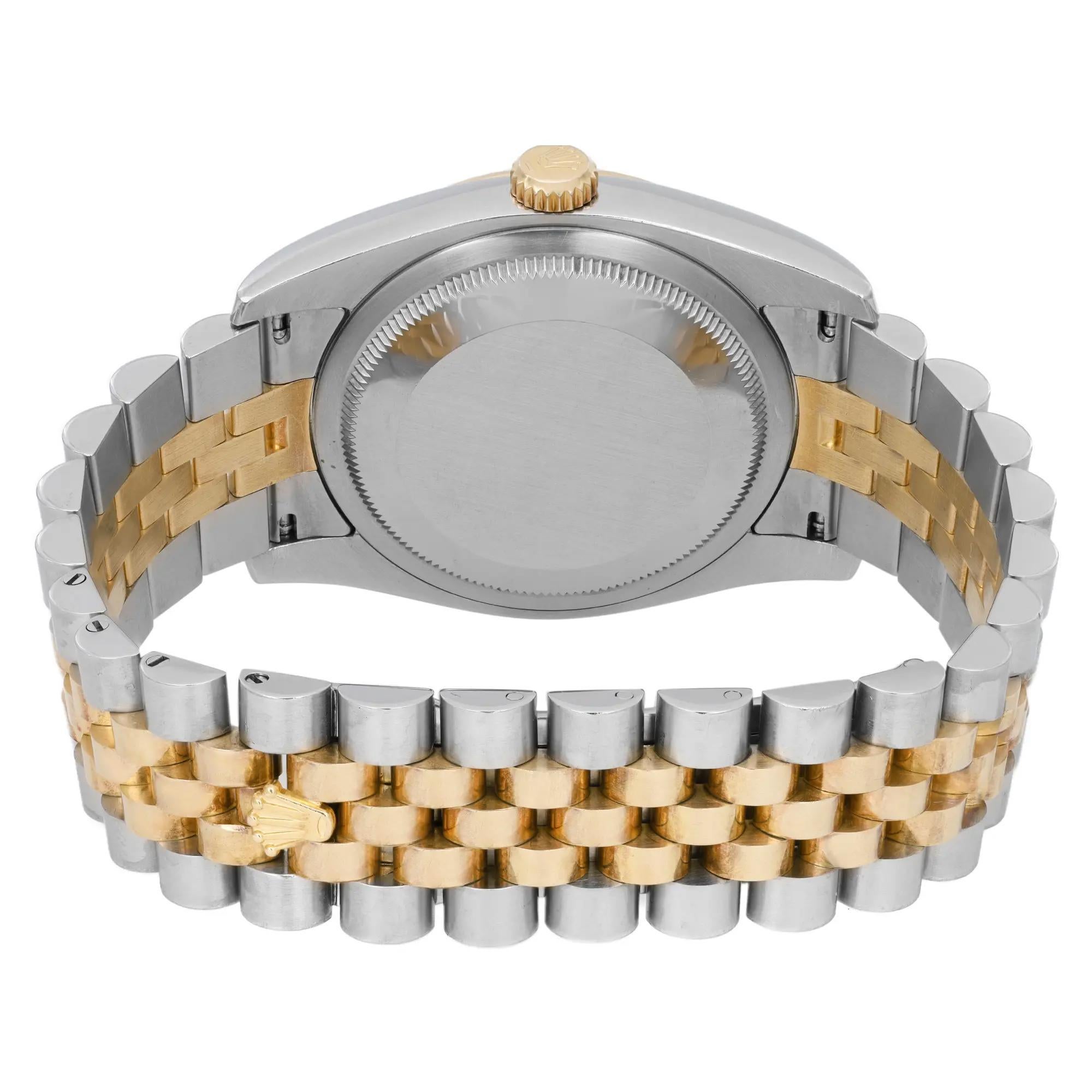 Rare Rolex Datejust 36 18k Gold Green Floral Dial Steel Unisex Watch 116233 For Sale 2
