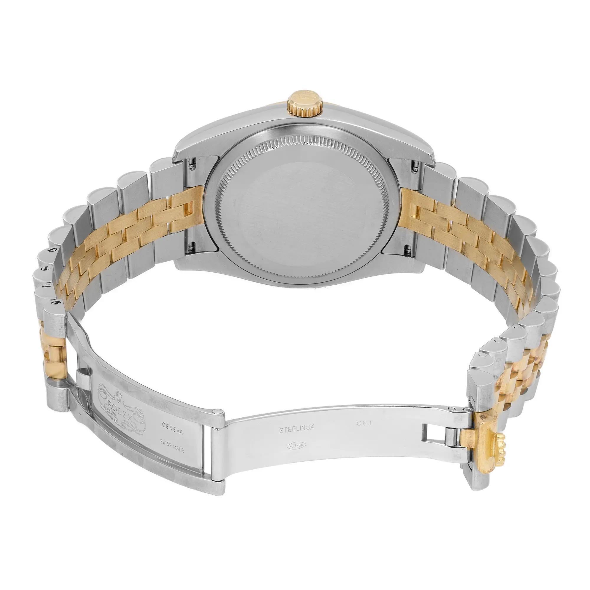 Rare Rolex Datejust 36 18k Gold Green Floral Dial Steel Unisex Watch 116233 For Sale 3