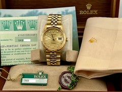 RARE Rolex Datejust DIAMOND CHEVROLET DIAL 16018 18K Yellow Gold Box Paper 36mm