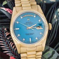 Rare Rolex Day-Date Nos Turquoise Stella Diamond Dial 18038