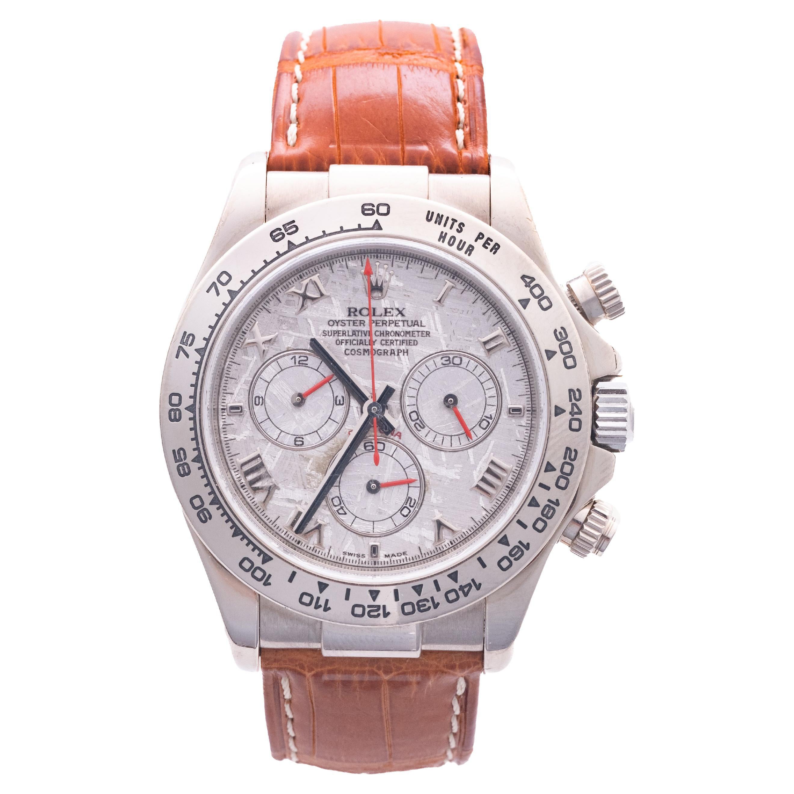Rolex Montre chronographe Daytona 18 carats  cadran mtorite, rare