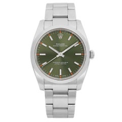 Rare Rolex Oyster Perpetual 34 Steel Olive Green Dial Automatic Watch 114200