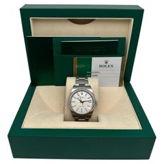 Rare Rolex Oyster Perpetual 39mm Steel White Index Dial Automatic Watch 114300
