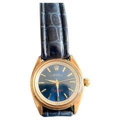 Very Rare Rolex Oyster Perpetual Blue Dial and Gold Case
