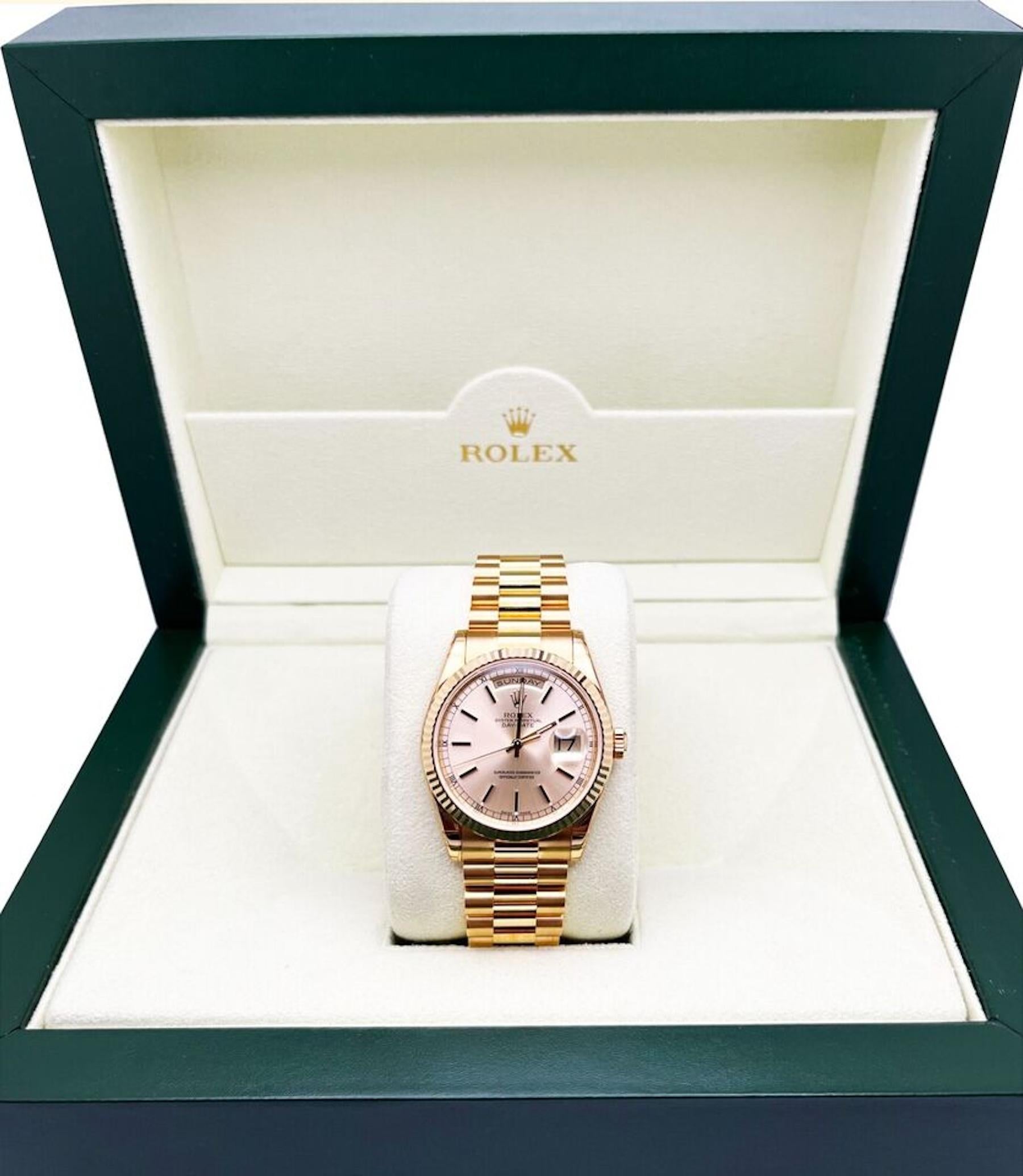 Rare Rolex President 118238 Champagne 18K Yellow Gold Box Paper With STICKERS For Sale 5