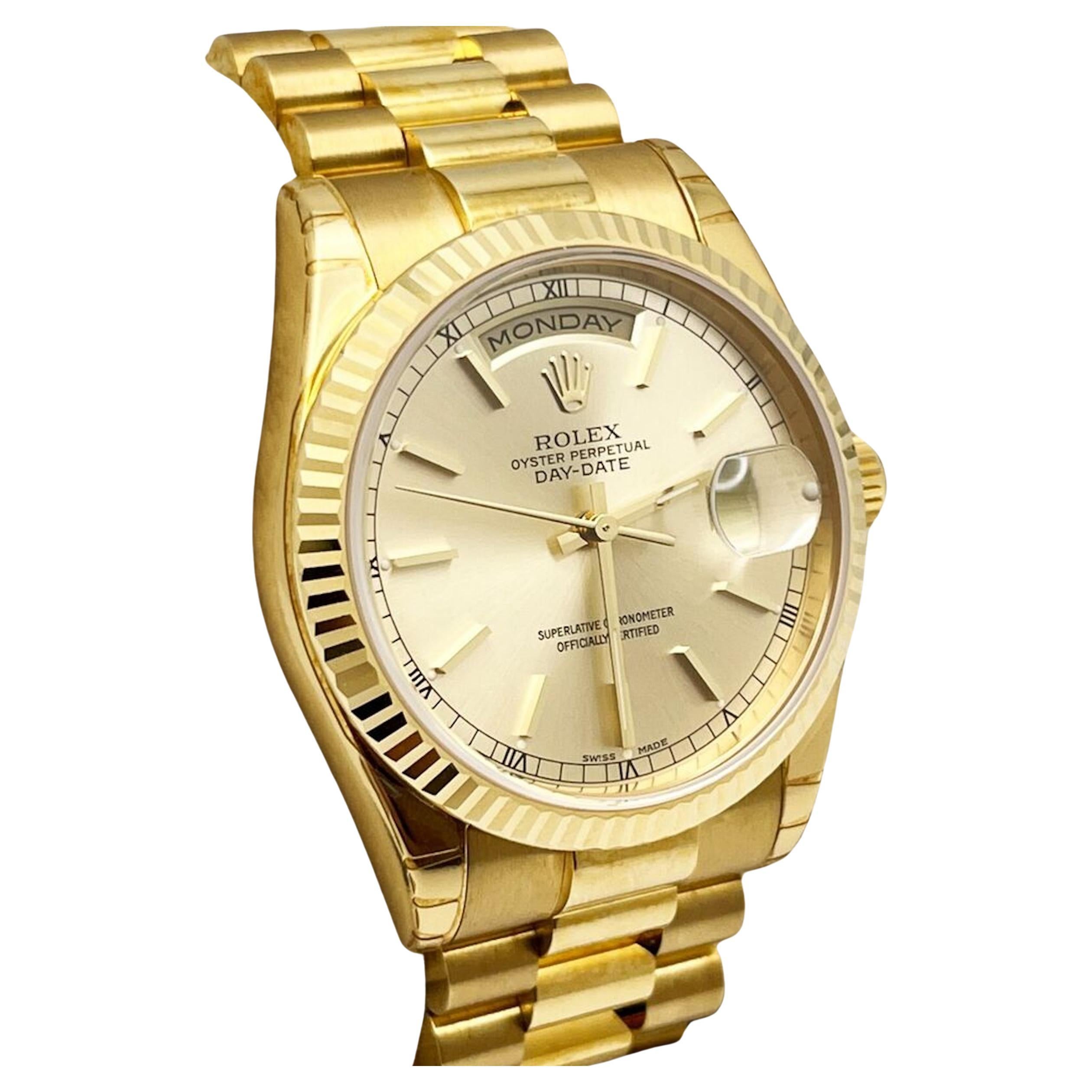 Rare Rolex President 118238 Champagne 18K Yellow Gold Box Paper With STICKERS For Sale