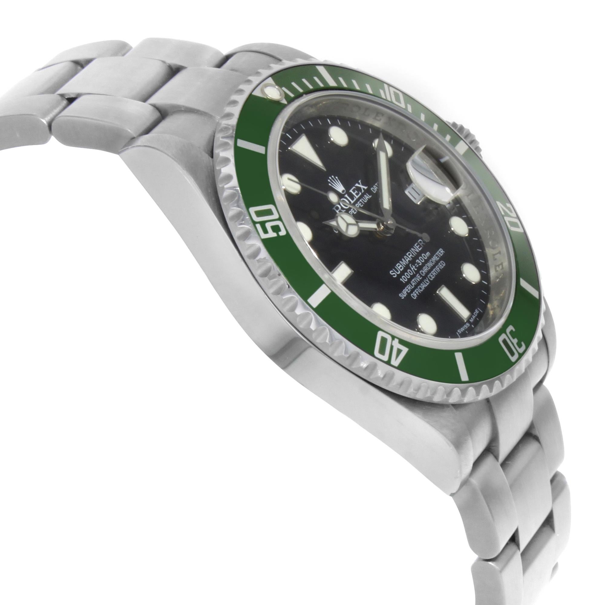 Men's Rare Rolex Submariner Kermit Black Dial Steel Automatic Men Watch 16610LV For Sale