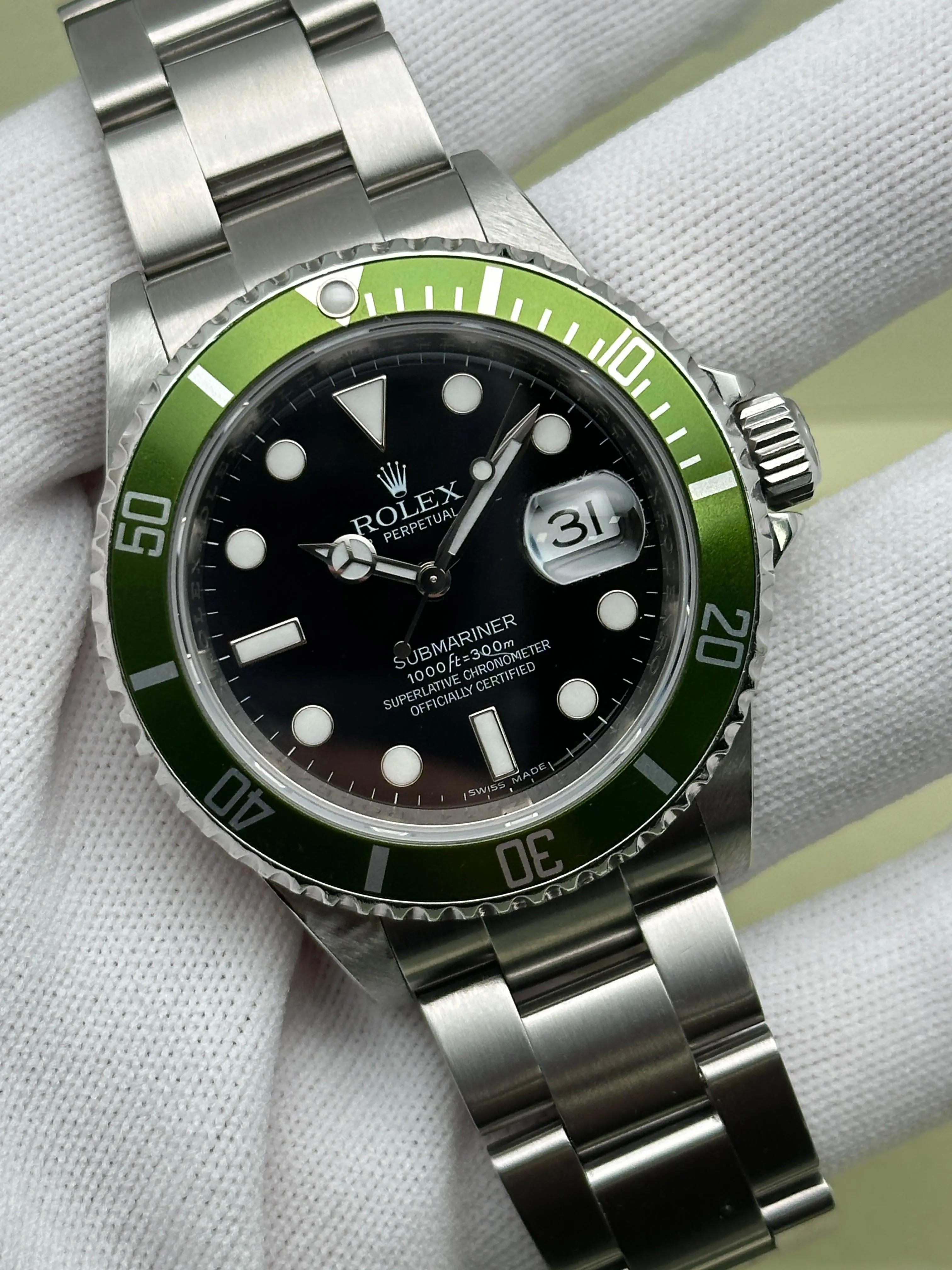 Rare Rolex Submariner Kermit Black Dial Steel Automatic Men Watch 16610LV For Sale 4