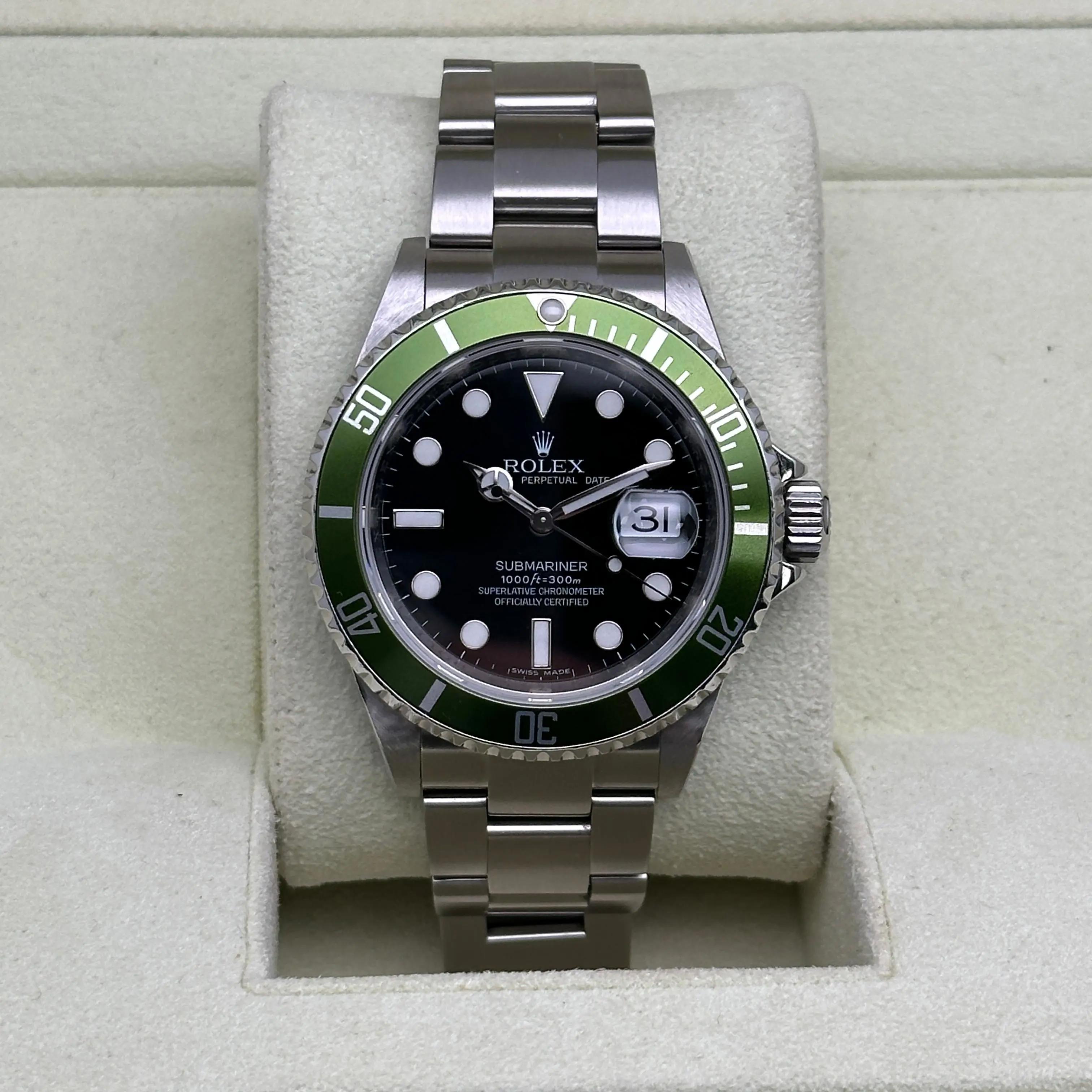 Rare Rolex Submariner Kermit Black Dial Steel Automatic Men Watch 16610LV For Sale 5